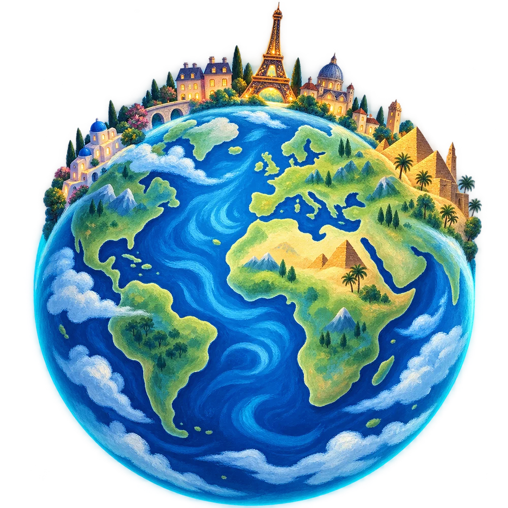 A little storybook world with Paris and Egypt